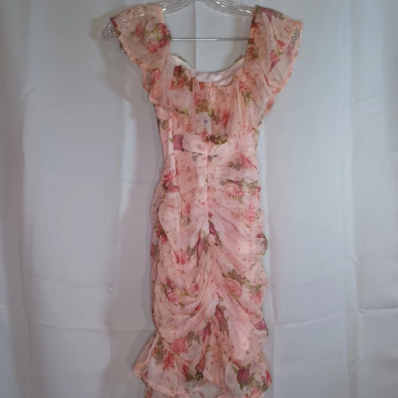 Yilibasha sheer dress with lining with ruched sides NWT - Picture 8 of 11